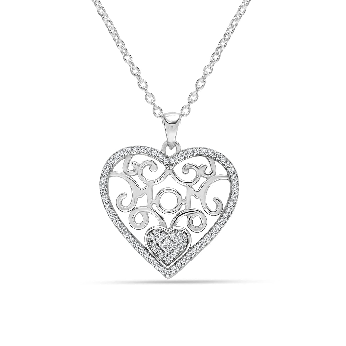 925 Sterling Silver Light-Weight Open Heart Pendant Necklace Jewelry Gifts for Her Women and Teen Girls 18" Inch